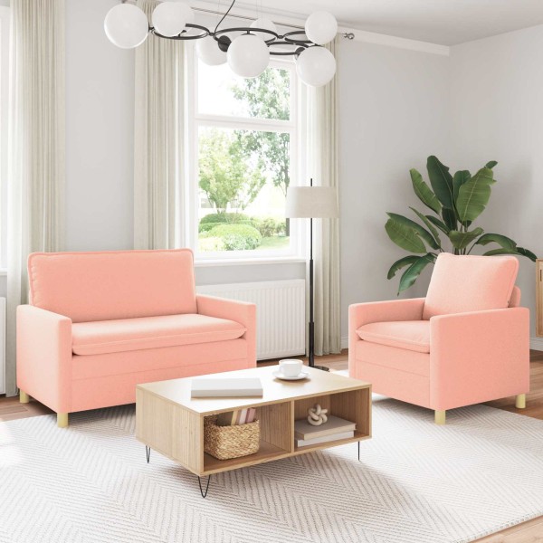 Sofa set 2 pcs. Pink Fabric