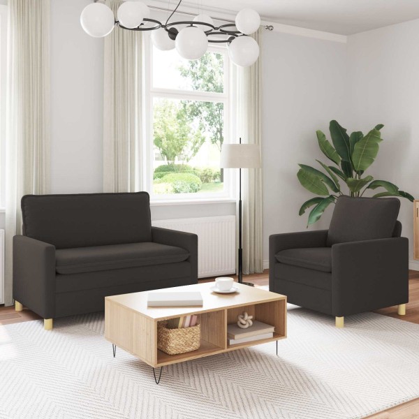 Sofa set 2 pcs. Dark gray Fabric