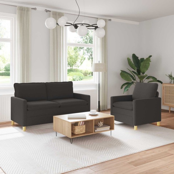 Sofa set 2 pcs. Dark gray Fabric