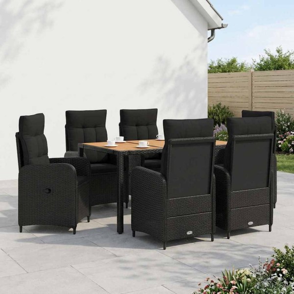 Outdoor dining set 7 pcs. Black