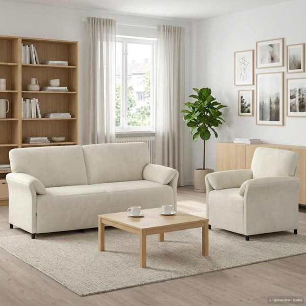 Sofa set 2 pcs. Cream velvet