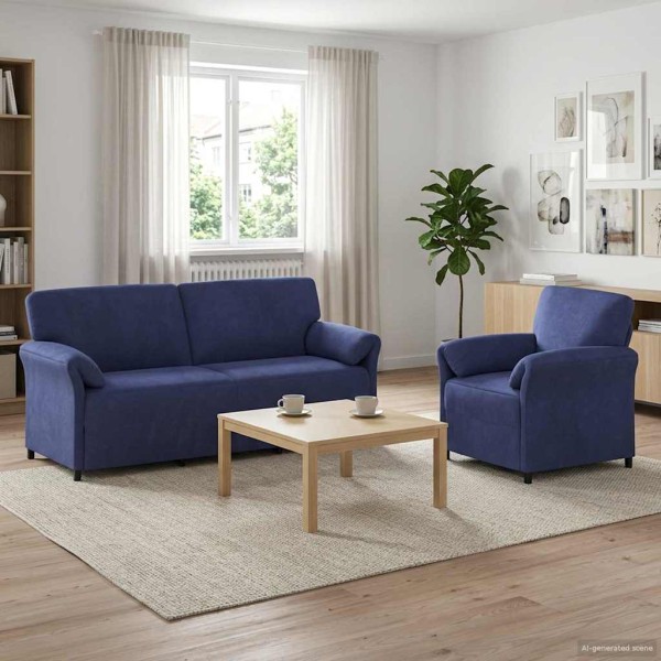 Sofa set 2 pcs. Police Blue Velvet