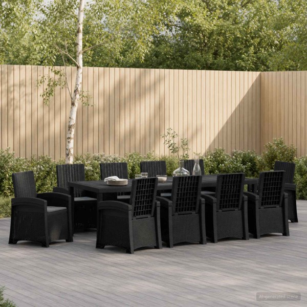 Garden dining set 11 pcs. Anthracite PP