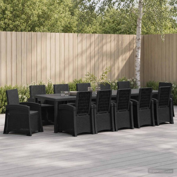 Garden dining set 14 pcs. Anthracite PP