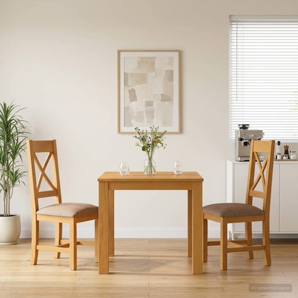 Dining set 3 pcs. Gray Solid oak wood