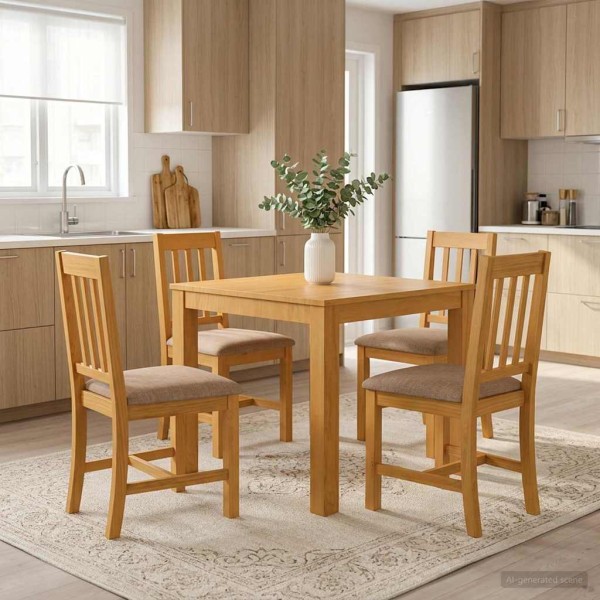 Dining set 5 pcs. Gray Solid oak wood