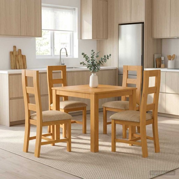 Dining set 5 pcs. Sand Hard oak tree
