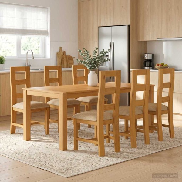 Dining set 7 pcs. Sand Hard oak tree