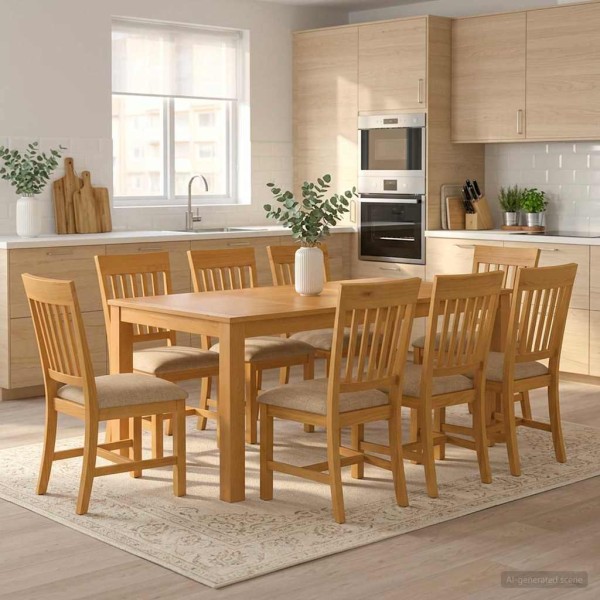 Dining set 9 pcs. Sand Hard oak tree