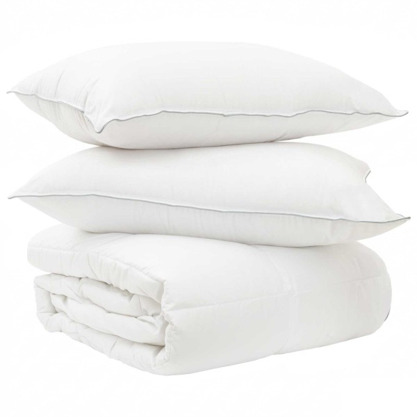 Blanket set White 200 x 200 cm Polyester, Bamboo