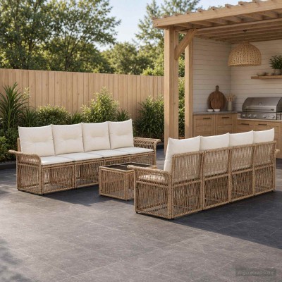 Garden Sofa Set 9 pcs. Sand...