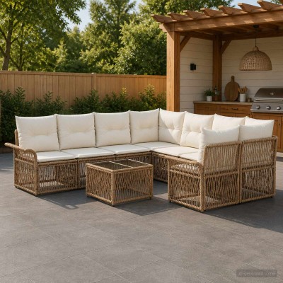 Garden Sofa Set 9 pcs. Sand...