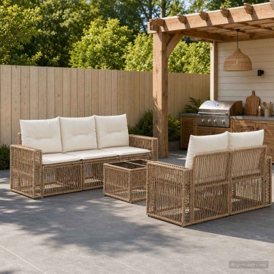 Garden Sofa Set 6 pcs. Sand...