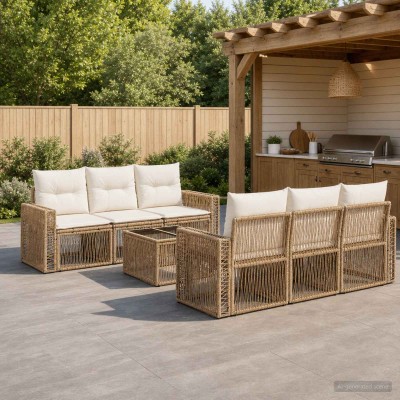 Garden Sofa Set 7 pcs. Sand...