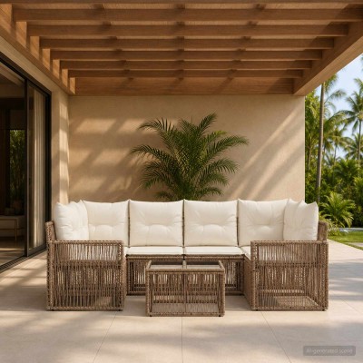 Garden Sofa Set 7 pcs. Sand...