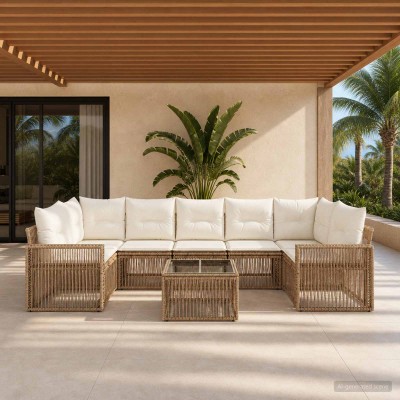 Garden Sofa Set 8 pcs. Sand...