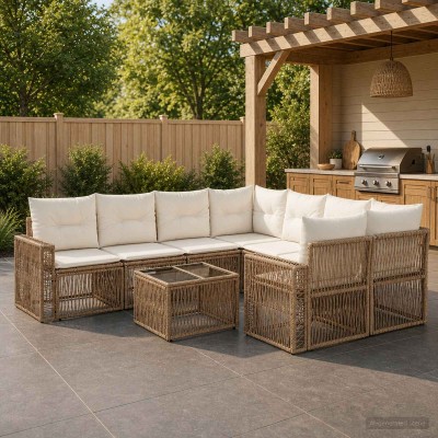 Garden Sofa Set 9 pcs. Sand...