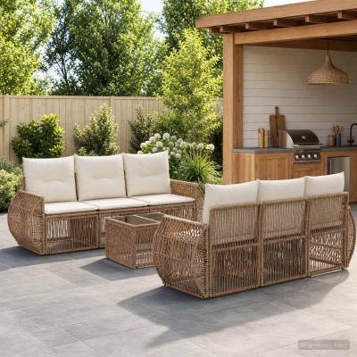 Garden Sofa Set 7 pcs. Sand...