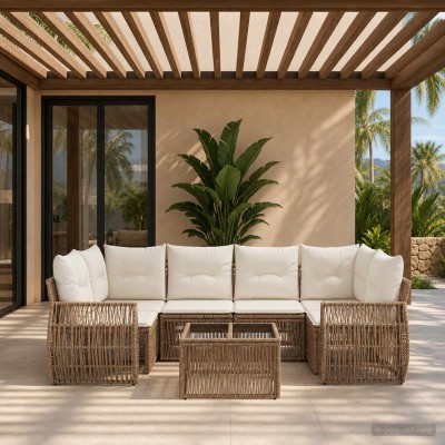 Garden Sofa Set 7 pcs. Sand...