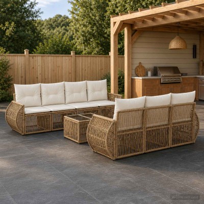 Garden Sofa Set 8 pcs. Sand...