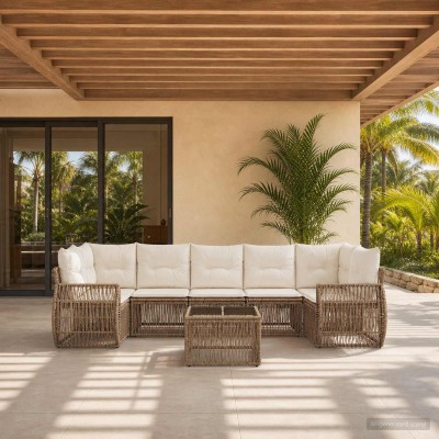 Garden Sofa Set 8 pcs. Sand...