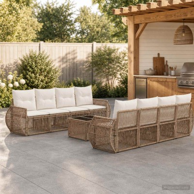 Garden Sofa Set 9 pcs. Sand...
