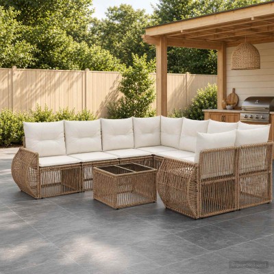 Garden Sofa Set 9 pcs. Sand...