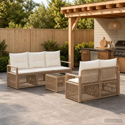 Garden Sofa Set 6 pcs. Sand...