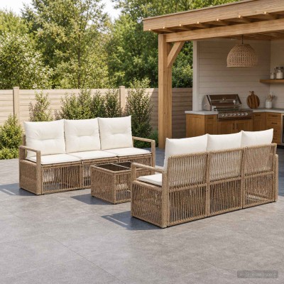 Garden Sofa Set 7 pcs. Sand...