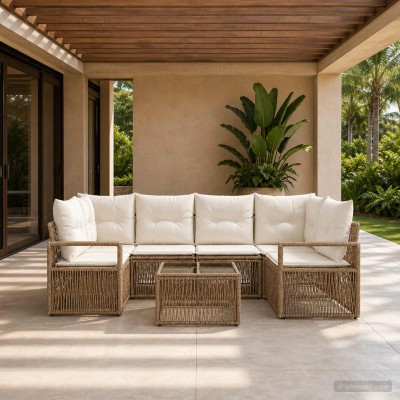 Garden Sofa Set 7 pcs. Sand...
