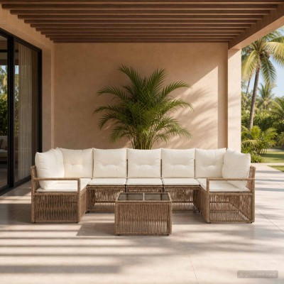 Garden Sofa Set 8 pcs. Sand...
