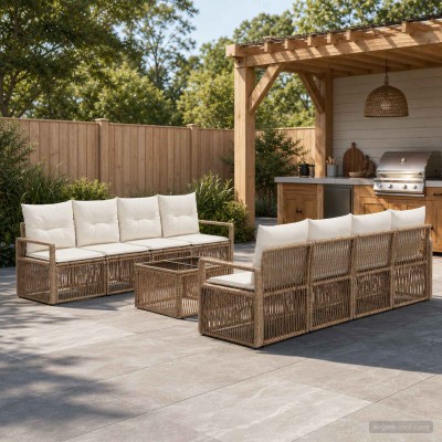 Garden Sofa Set 9 pcs. Sand...
