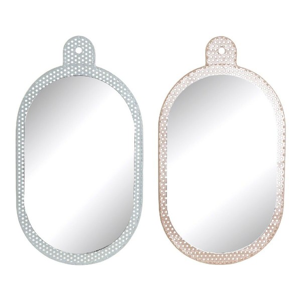 Wall mirror DKD Home Decor White Pink 22 x 1,5 x 40 cm (2 Units)