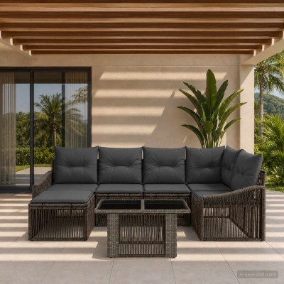 Garden Sofa Set 7 pcs. Gray...