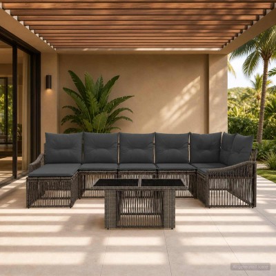 Garden Sofa Set 8 pcs. Gray...