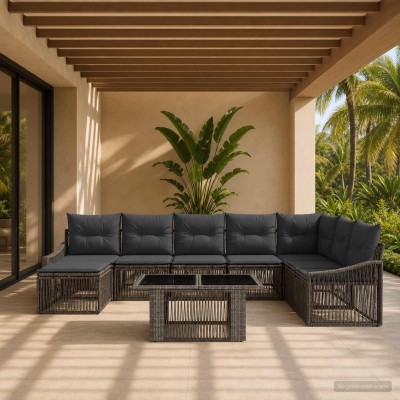 Garden Sofa Set 9 pcs. Gray...