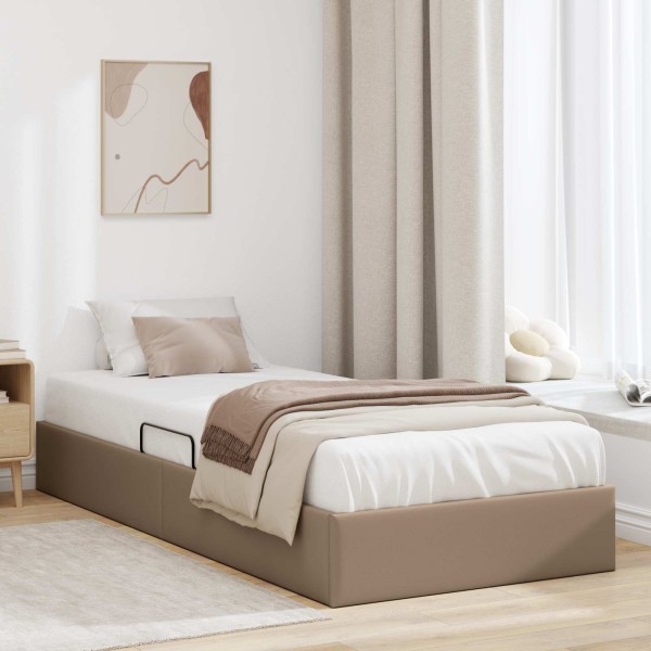 Ottoman bed frame Cappuccino 90 x 190 cm Artificial leather