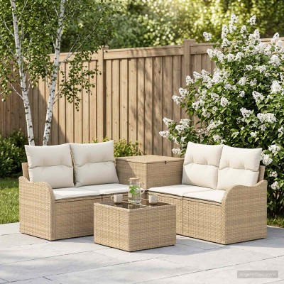 Sofa set 6 pcs. Beige and...
