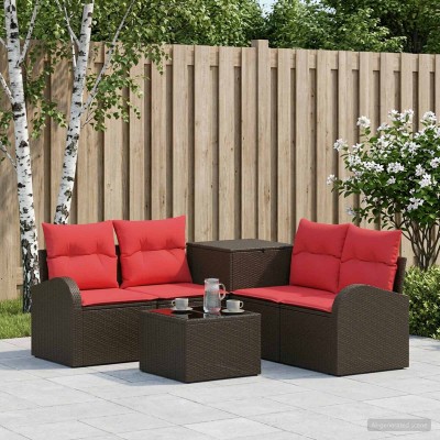 Sofa set 6 pcs. Brown and...