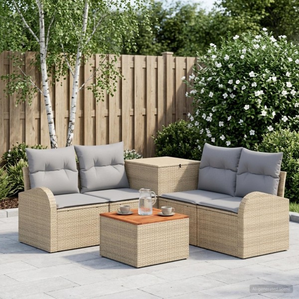 Sofa set 6 pcs. Beige and light gray