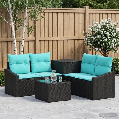 Sofa set 6 pcs. Black and...
