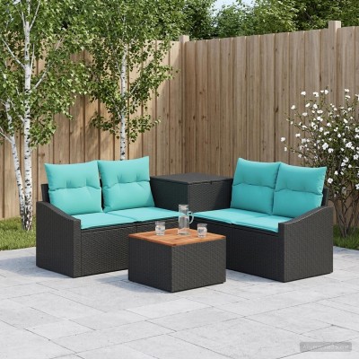 Sofa set 6 pcs. Black and...