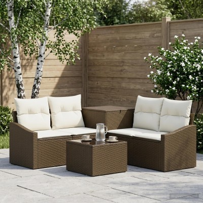 Sofa set 6 pcs. Brown and...