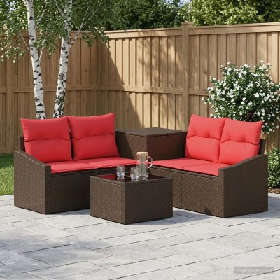 Sofa set 6 pcs. Brown and...
