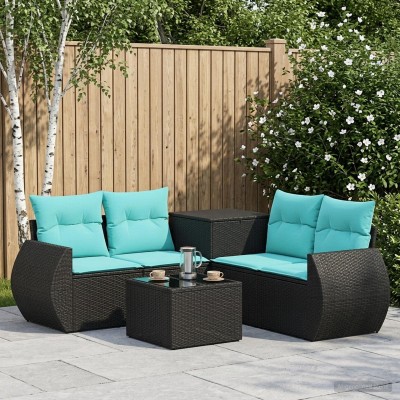 Sofa set 6 pcs. Black and...