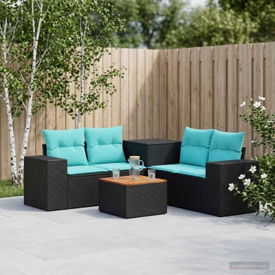 Sofa set 6 pcs. Black and...