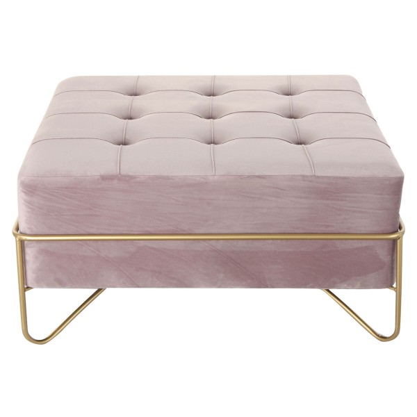 Bench DKD Home Decor Foam Pink Golden Metal Polyester Velvet MDF Wood (80 x 80 x 42 cm)