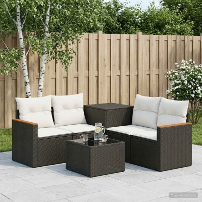 Sofa set 6 pcs. Black and...
