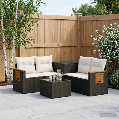 Sofa set 6 pcs. Black and...