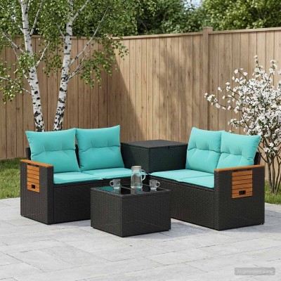 Sofa set 6 pcs. Black and...